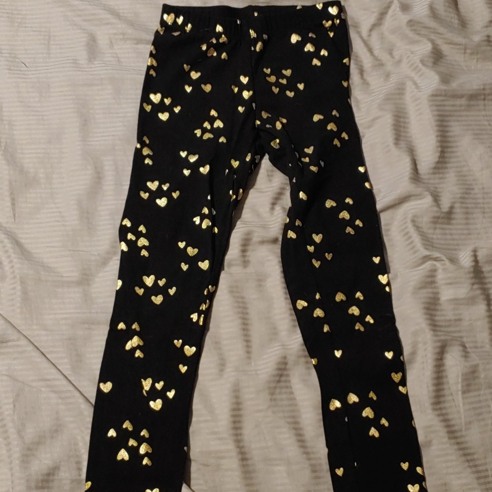 Black and Gold Heart Leggings